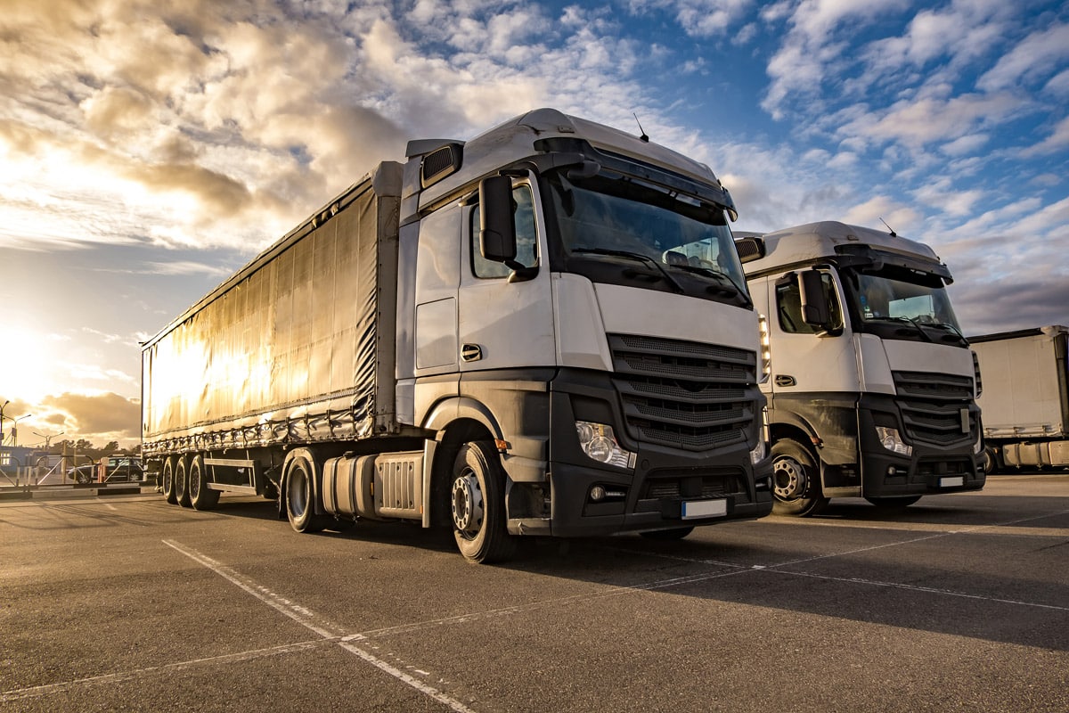 Imagen de una flota de camiones.